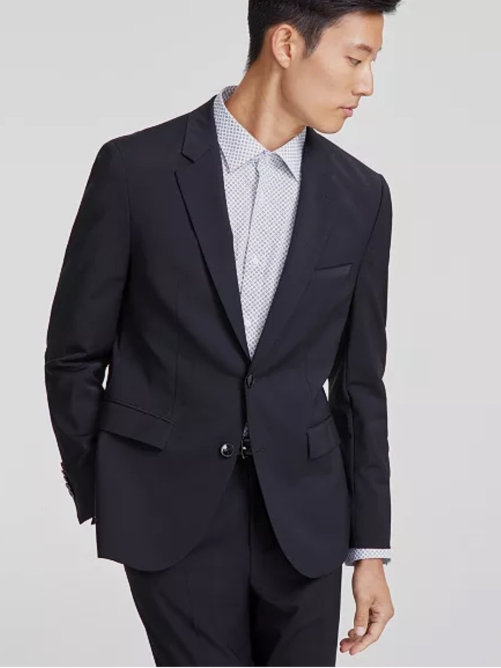 Hugo Boss Men's Black Modern Fit Super-Flex Wool Suit Jacket